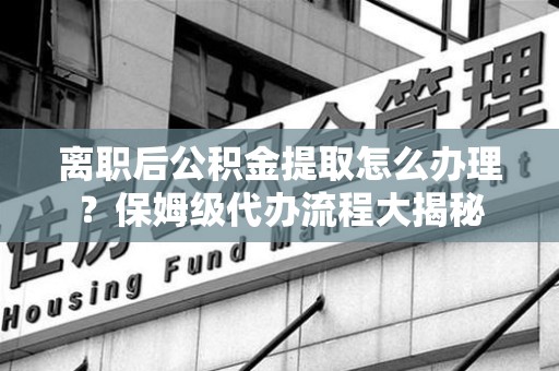 利辛离职后公积金提取怎么办理?保姆级代办流程大揭秘 利辛离职后公积金提取怎么办理?保姆级代办流程大揭秘