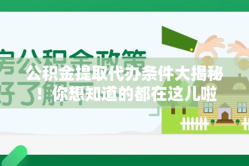 利辛公积金提取代办条件大揭秘！你想知道的都在这儿啦