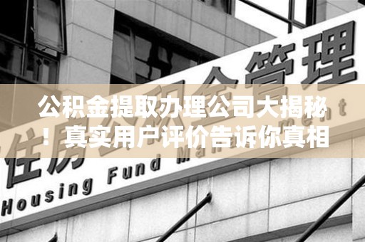 利辛公积金提取办理公司大揭秘！真实用户评价告诉你真相